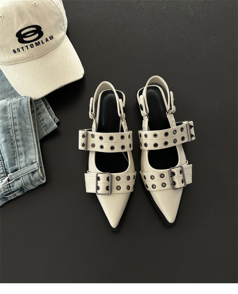 French style small fragrant pointed toe Mary Jane shoes retro medium thick heel single shoes for women 2024 spring and summer _voghion.com