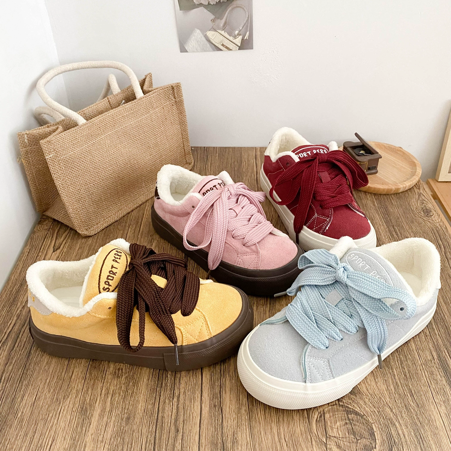 B-9283MX бархатная толстая хлебная обувь женская обувь зимой теплая 2024 новая дикая круглая голова обувь хлопковая обувь