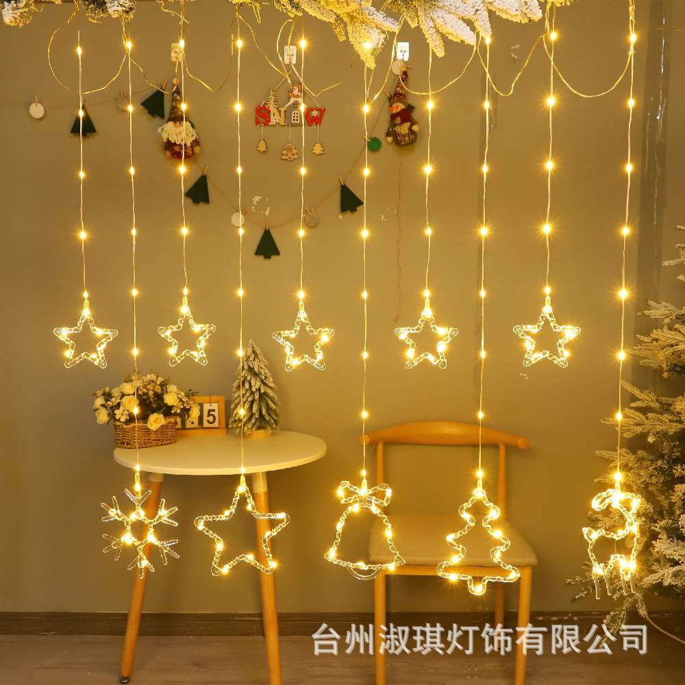 Comercio electrónico transfronterizo Venta caliente Nuevo control remoto USB cortina de luz tira de hielo nueva línea de cuero Navidad vacaciones decoración atmósfera Luz