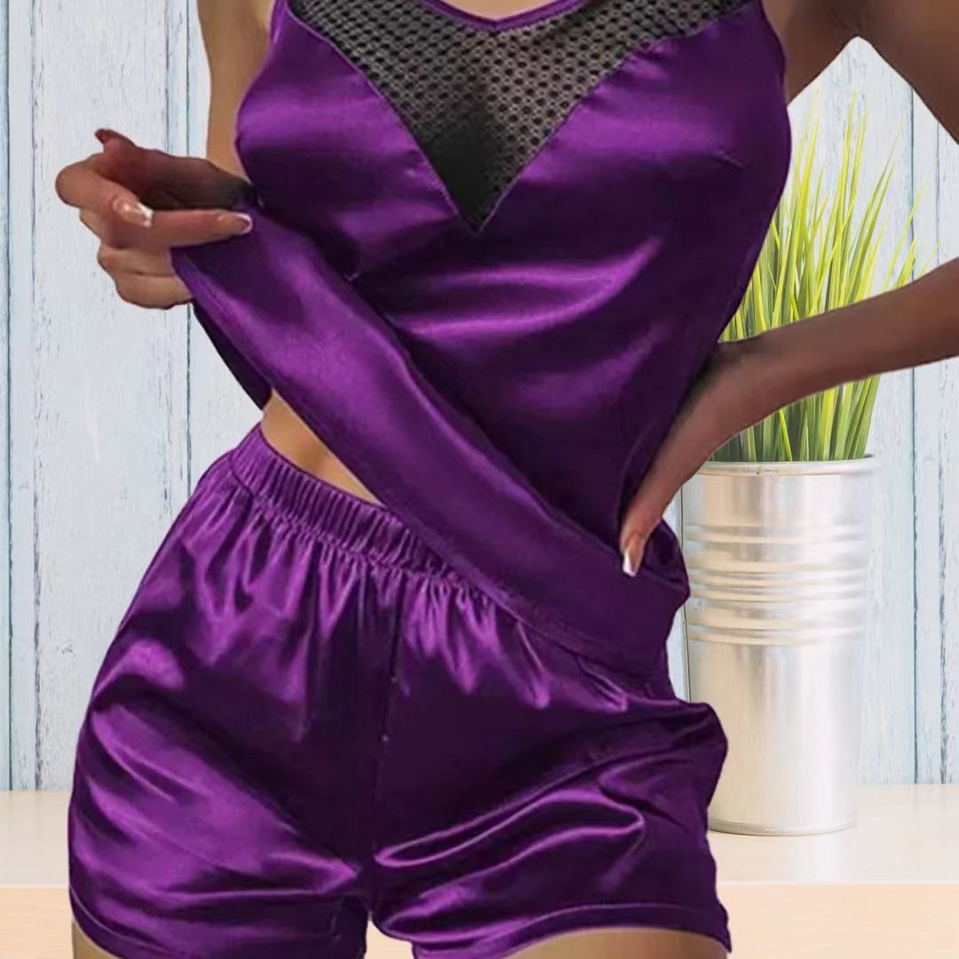 New European and American-style sexy lingerie and seductive homewear two-piece set—sexy lace-trimmed pajamas—crazy!