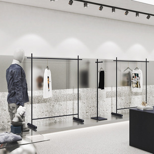 Black Men's and Women's Clothing Store Iron Clothes Display Rack Clothing Store Display Rack Nakajima Shelf Hanger Floor Type