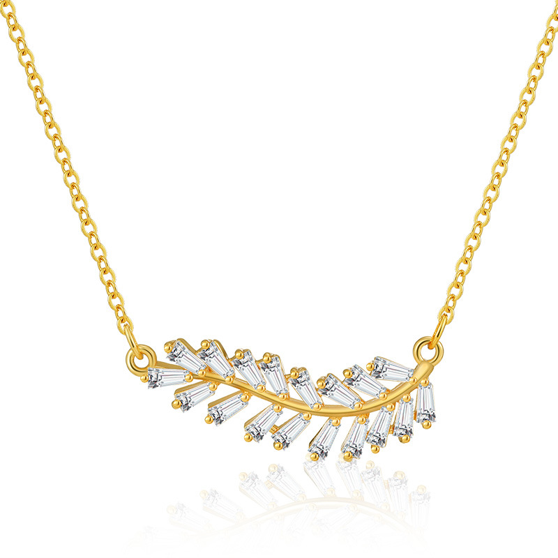 Fashion Leaves Copper Plating Inlay Artificial Crystal Necklace 1 Piece