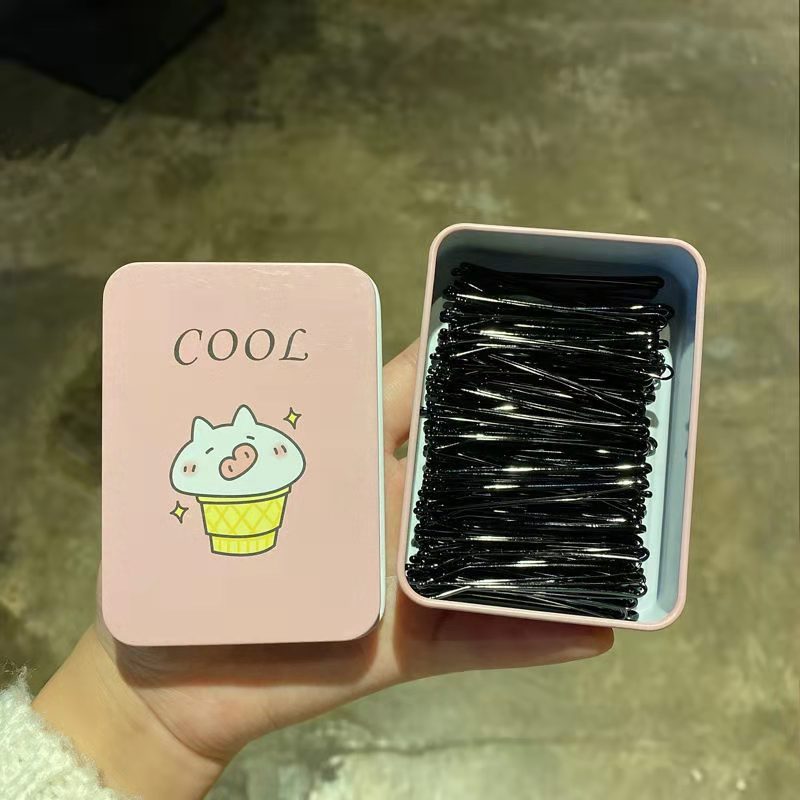 ヘアクリップ一字クリップシンプル黒ヘアクリップ小髪クリップ固定髪飾り女性スチールクリップu型クリップ|undefined