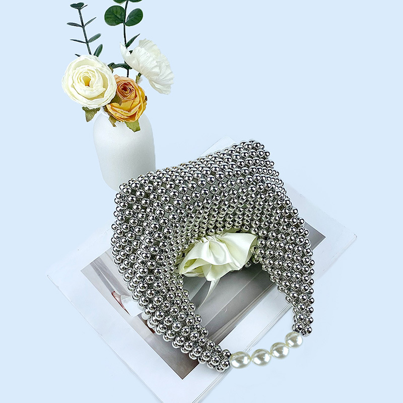 412g Weight Polyester Lining Material Beading Fashion Element String Closure Type Top Handle Strap Type Bucket Bag Bags Type Daily, Street, Shopping Occasion Plastic Material New Year Festival Solid Color Pattern All Seasons Season Women's Gender Elegant, Streetwear Style Pillow Shape Shape Small Size Women's Small Plastic Solid Color Elegant Streetwear Beading Pillow Shape String Bucket Bag 7