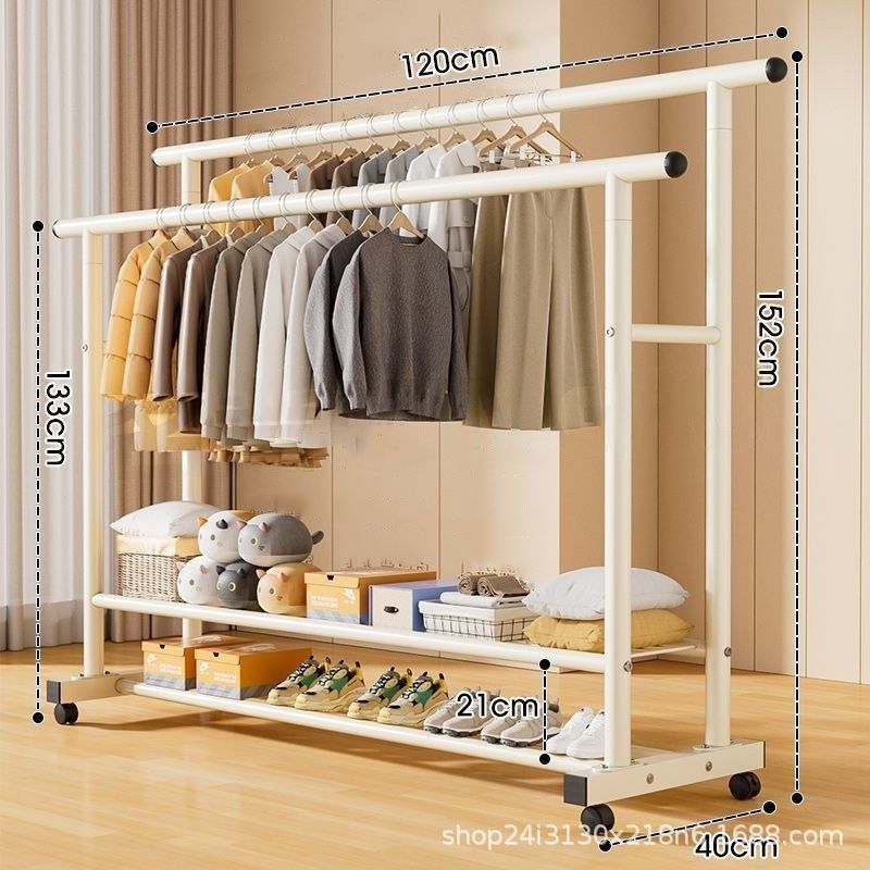 [파이프 직경 25mm] 120cm - 흰색 복층 평행봉 + 바퀴