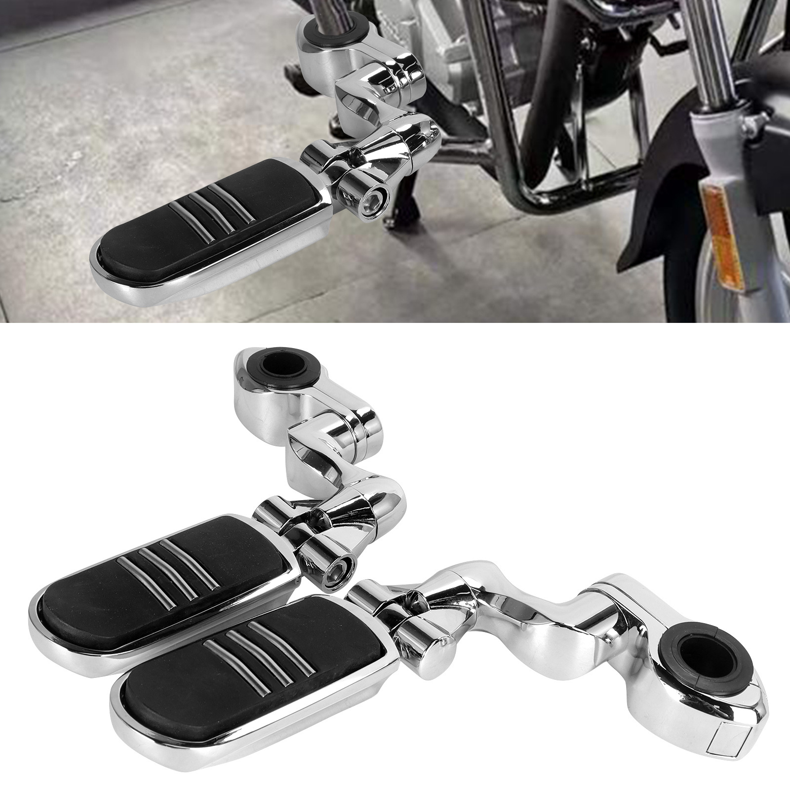 Harley Street Glide Motorcycle Modified Rubber Short Pedal Set Footrest Guard Bar Rest Bracket