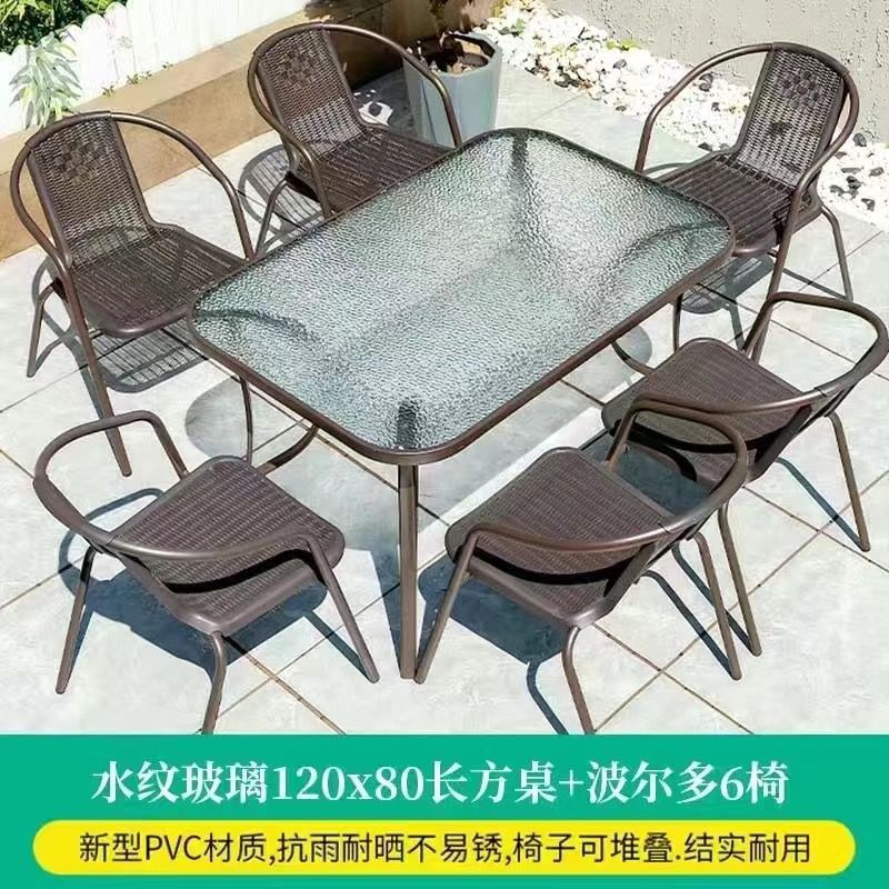 120cm water pattern long table +6 chairs