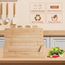 竹制分类菜板套装家用带标签砧板四件套带收纳架餐厅蔬菜点心餐盘