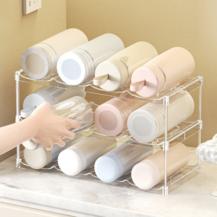 Thermos cup storage rack transparent household water cup storage and organization rack living room desktop multi-layer cup holder cup storage rack