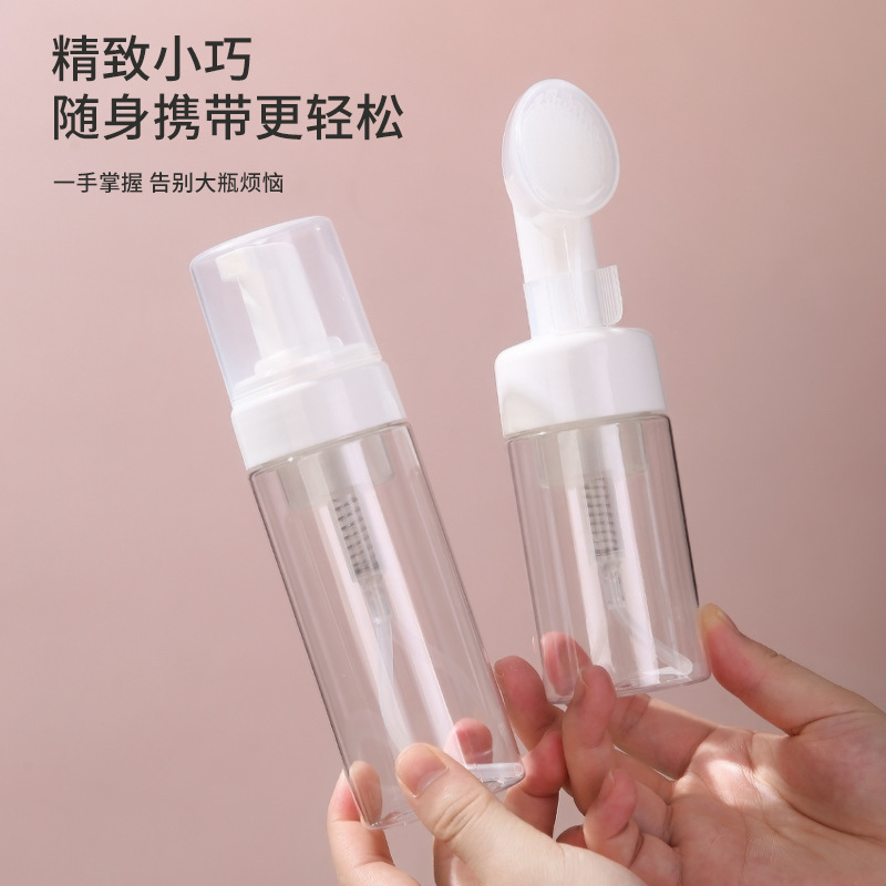 Botella espumosa de mousse de limpieza facial, botella de espuma de presión, botella vacía de espuma de limpieza facial portátil, champú de viaje