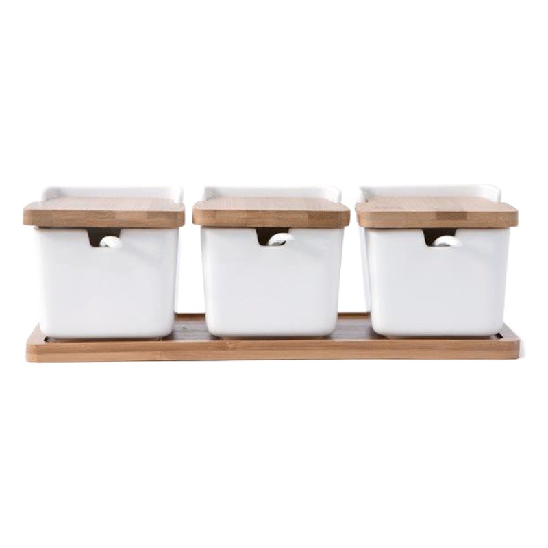 Tarro de condimento de cerámica del hogar de estilo japonés frasco de condimento embotellado traje condimento caja cocina sal JAR fábrica