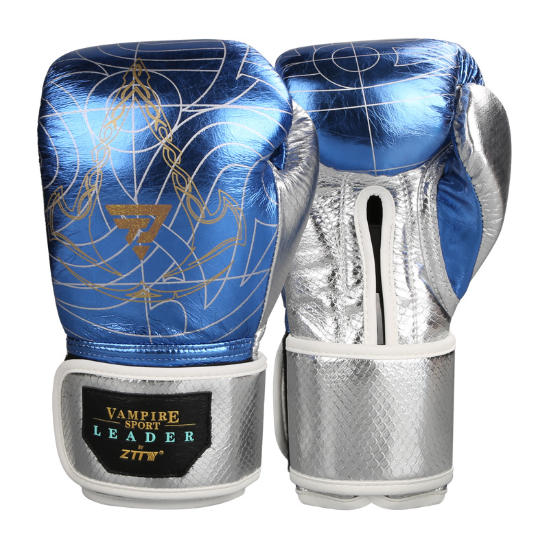 ZTTY guantes de boxeo de cuero brillante Correa Sanda lucha adulto masculino y femenino entrenamiento profesional guantes de boxeo tailandés fábrica al por mayor