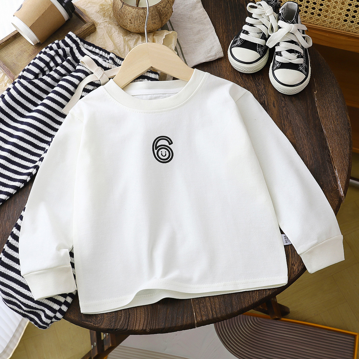 Camiseta de manga larga de algodón puro para niños y niñas, camiseta interior para niños pequeños, ropa interior para niños, ropa infantil.
