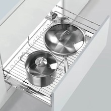 悍高黑钻系列拉篮抽屉式304不锈钢厨房橱柜阻尼碗碟篮平篮 18寸