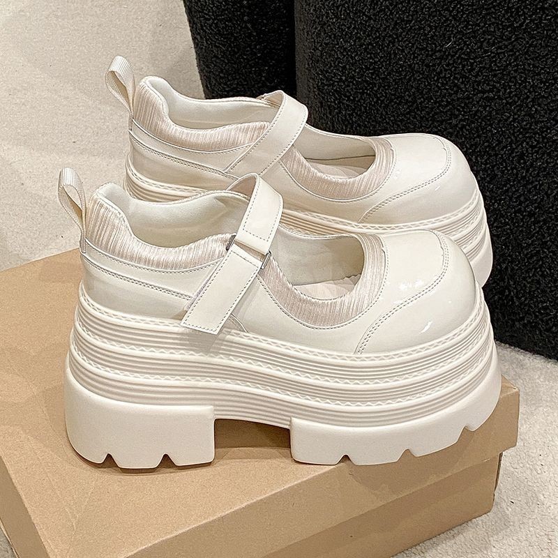 8cm de espesor zapatos Lefour para mujeres otoño 2025 nuevo pequeño aumento de altura zapatos de cuero muffins zapatos para mujeres