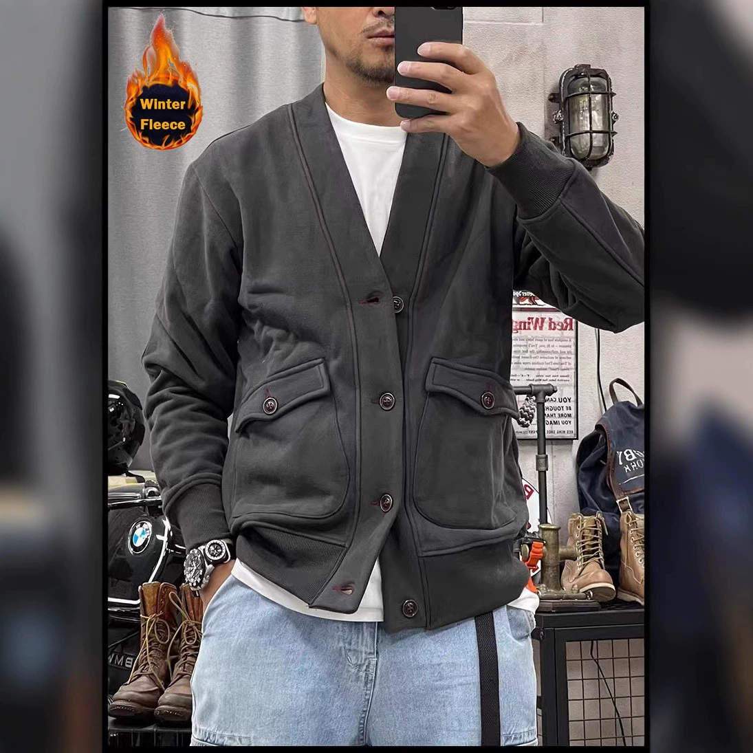 Внешняя торговля осень-зима новый бархат утолщение европейские и американские мужские V-образные куртки ретро тренд кардиган свитер повседневное пальто