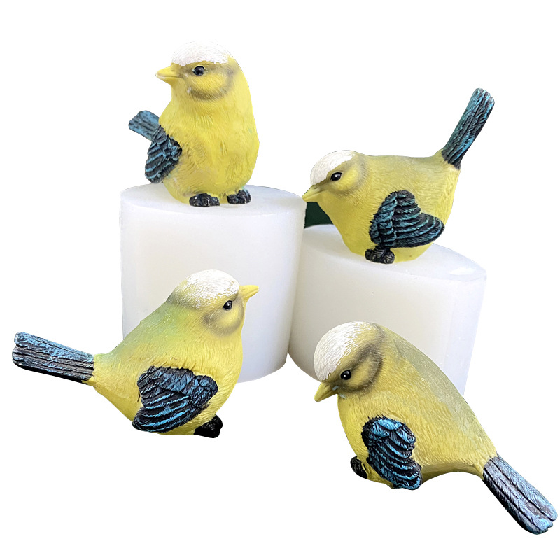 En línea celebridad pájaro gorrión pequeño Cuco decoración molde de silicona resina yeso 3D tridimensional loro hecho a mano molde de silicona