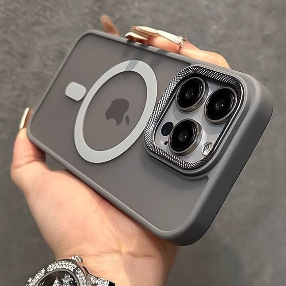 Suitable for Iphone17 Matte Magsafe Magnetic Phone Case Apple 15 Diamond Lens 12Pro Protective Case