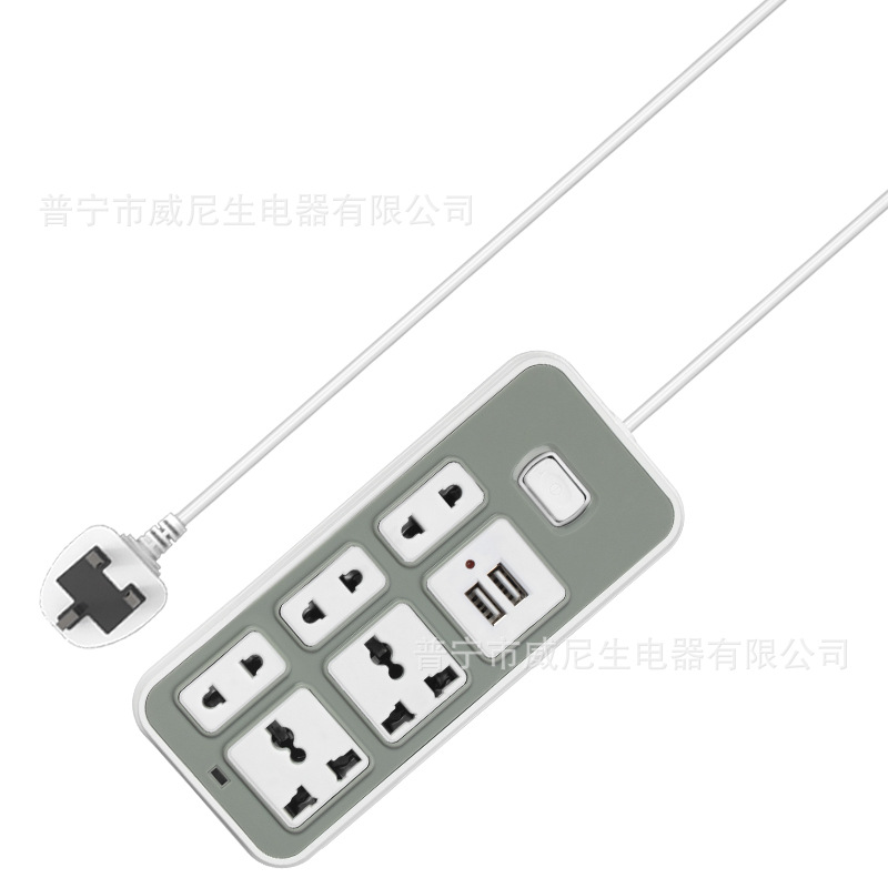 跨境国际通用孔多孔位插线板家用接线电源插座2USB多功能桌面排插