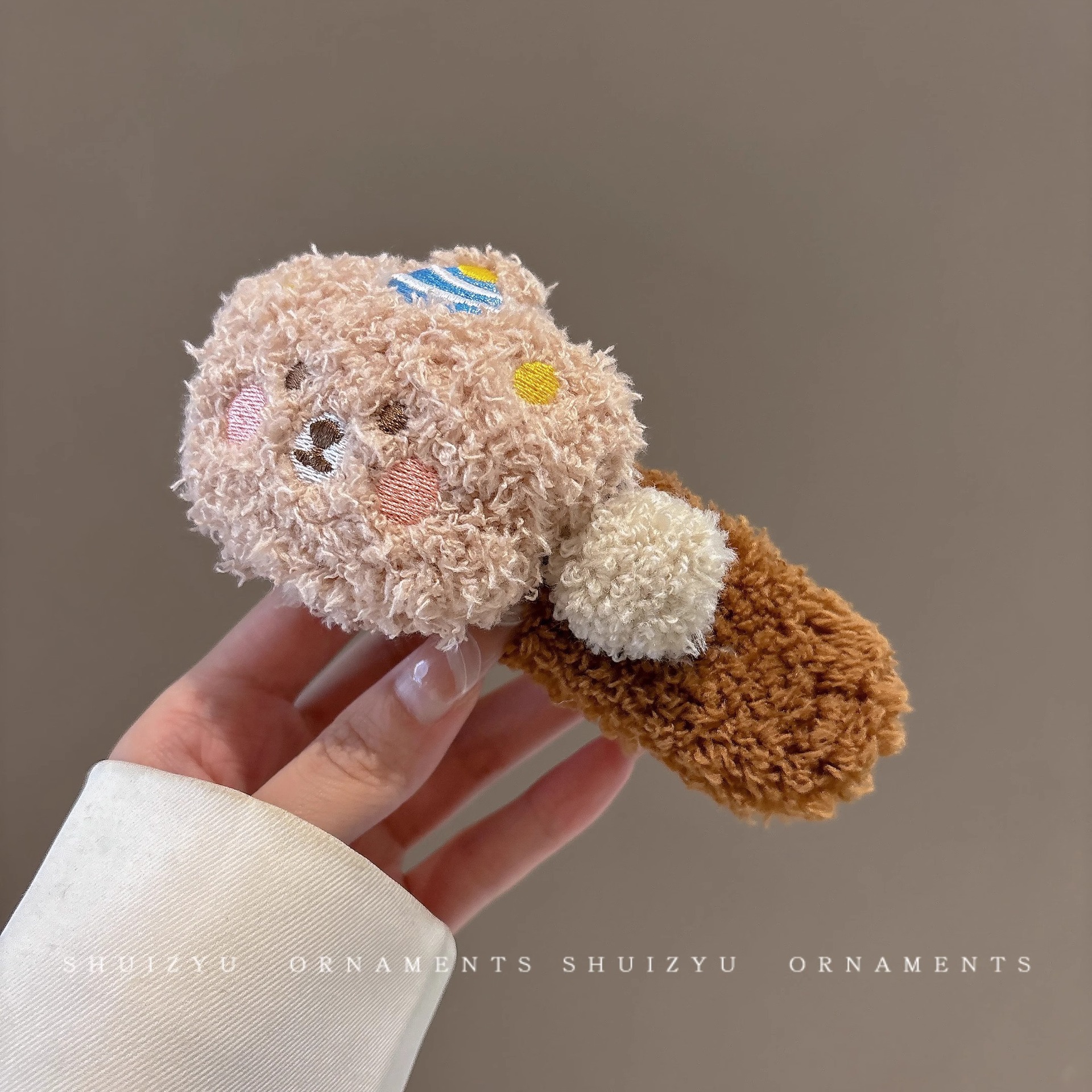 Pinzas para el pelo con forma de moño de felpa para otoño e invierno para mujer, pinzas versátiles tipo pico de pato para cabello grueso, lindas horquillas con forma de oso, accesorios para el cabello.