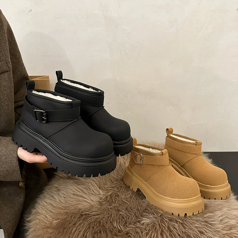 Footwear platform, non-slip keep warm winter low boots