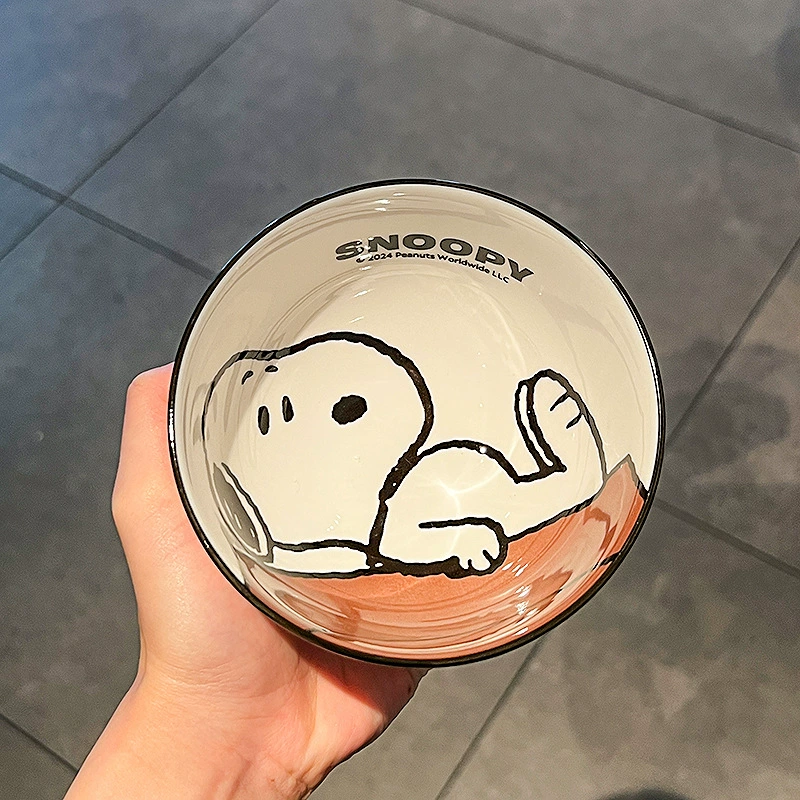 Керамическая чашечная набор (Snoopy) — 4 шт., 300 мл, домашняя посуда со вилкой/ложкой