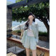 Korean Suit Women's Summer Loose Sun Protection Long-Sleeved Shirt Letter Camisole Drawstring Casual Shorts Three-Piece Set