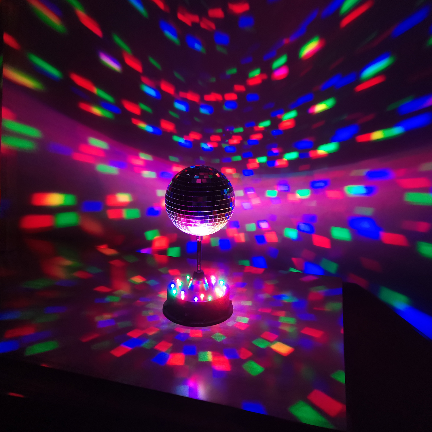 2022新款可吊挂LED七彩旋转舞台party灯5寸镜球disco mirro ball-阿里巴巴