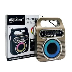 PX-738BTSの太陽エネルギーのフルバンドラジオの音響はbluetoothのスピーカーのカラーライトの懐中電灯のサブウーファを持ちます。