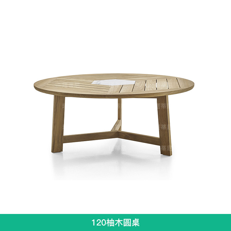 Mesas y sillas de teca para exteriores de villa, mesa larga de madera anticorrosión de diseño de alta gama para patio, jardín y hotel, con tejido de cuerda.
