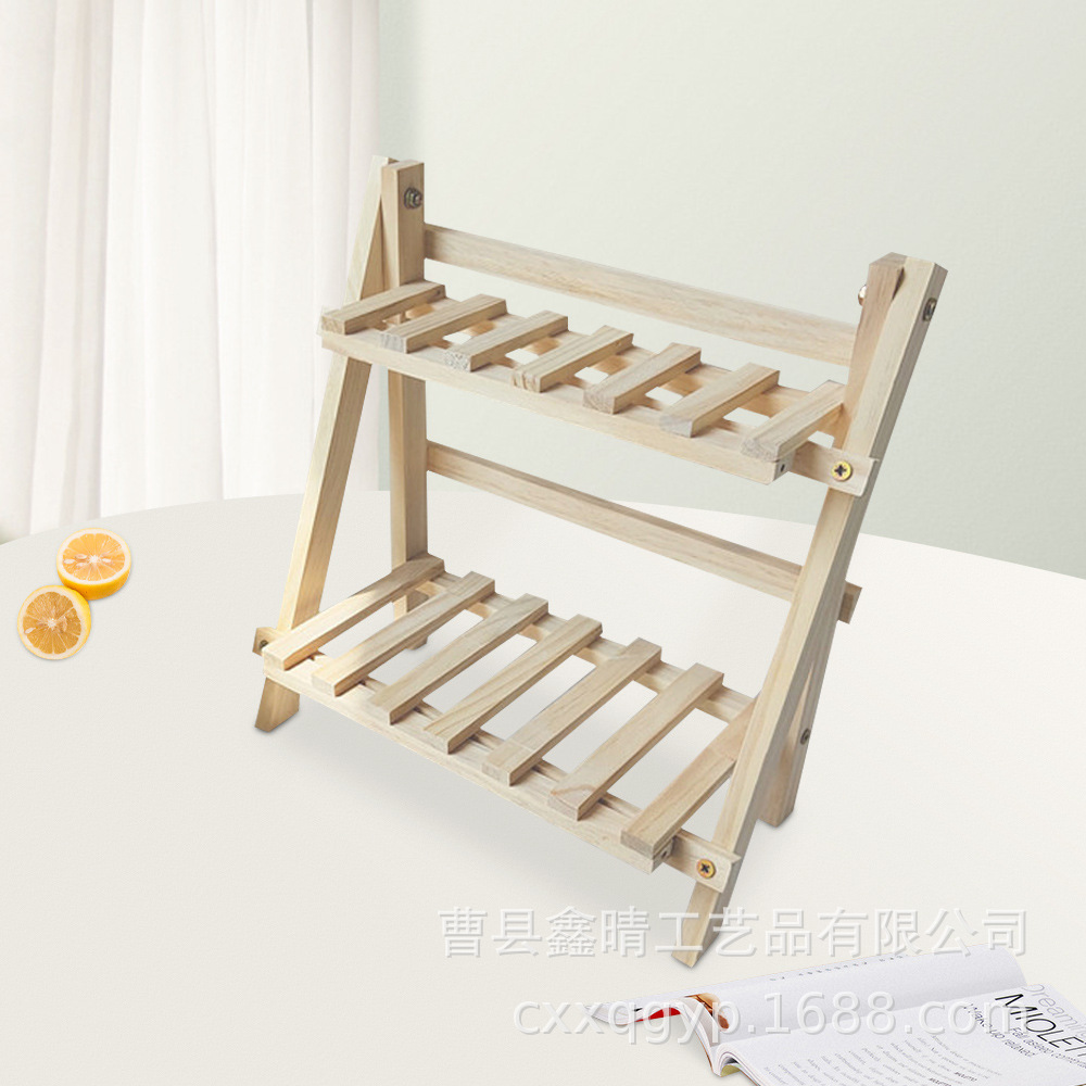 Estante de almacenamiento de madera sala de estar de madera maciza estante de almacenamiento de escritorio de doble capa dormitorio cosméticos organización estante decorativo suculento estante de la flor