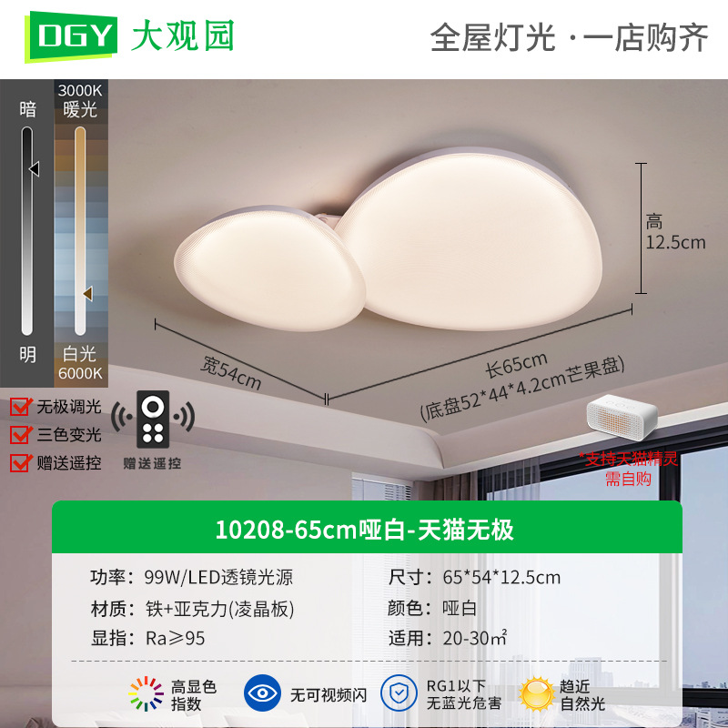 Daguanyuan sala de estar adoquines lámpara de techo moderno y simple nube de protección ocular de espectro completo 2025 nueva lámpara Zhongshan