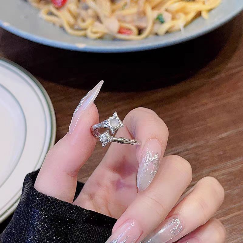 小众设计粉钻锆石甜美ins冷淡风高级感戒指女开口个性不规则爱心|undefined