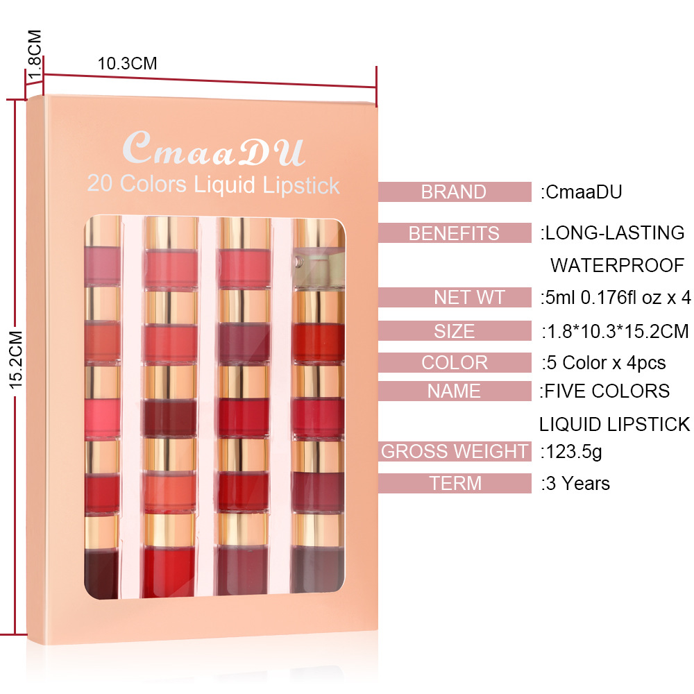 Check it out! Link Disclaimer - Exclusive for foreign trade :CmaaDu 20-color waterproof and long-lasting Lip gloss box set undefined