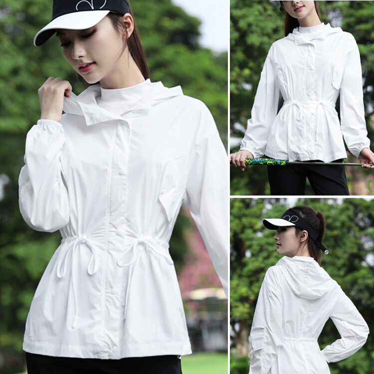 2026 Summer Golf Women's Thin Hooded Jacket Women's Long Sleeve Windbreaker Tennis Top Outdoor Sports Suit