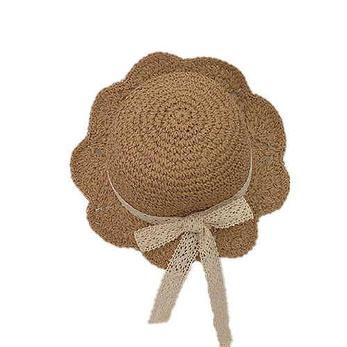 Children's Summer Sun Hat with Lace Butterfly Knot, Baby Korean Princess Style Foldable Beach Hat for Girls