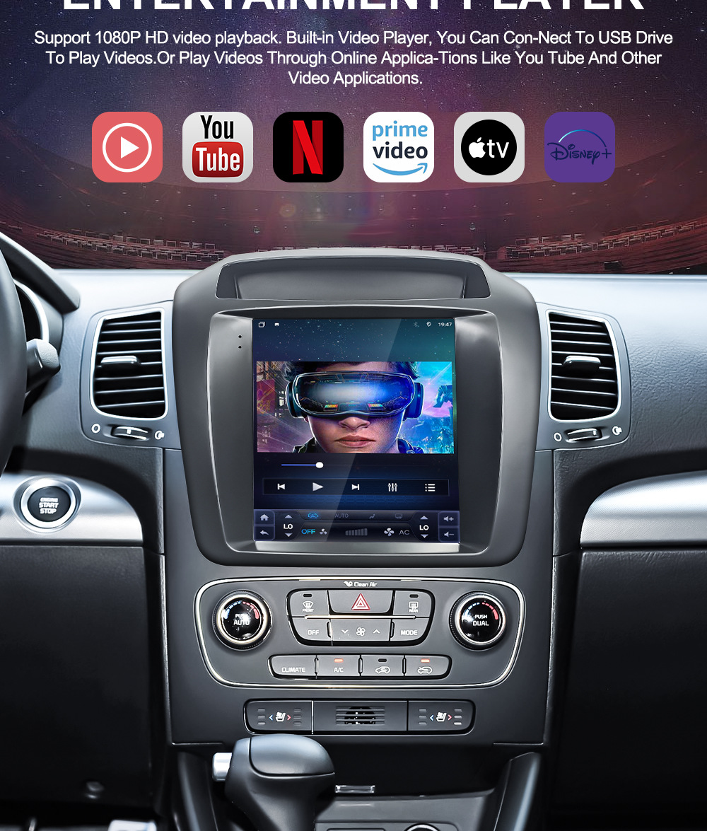 Suitable for Kia Sorento Central Control Large Screen Navigation All-In-One Android System Central Control Screen Car Navigation Device