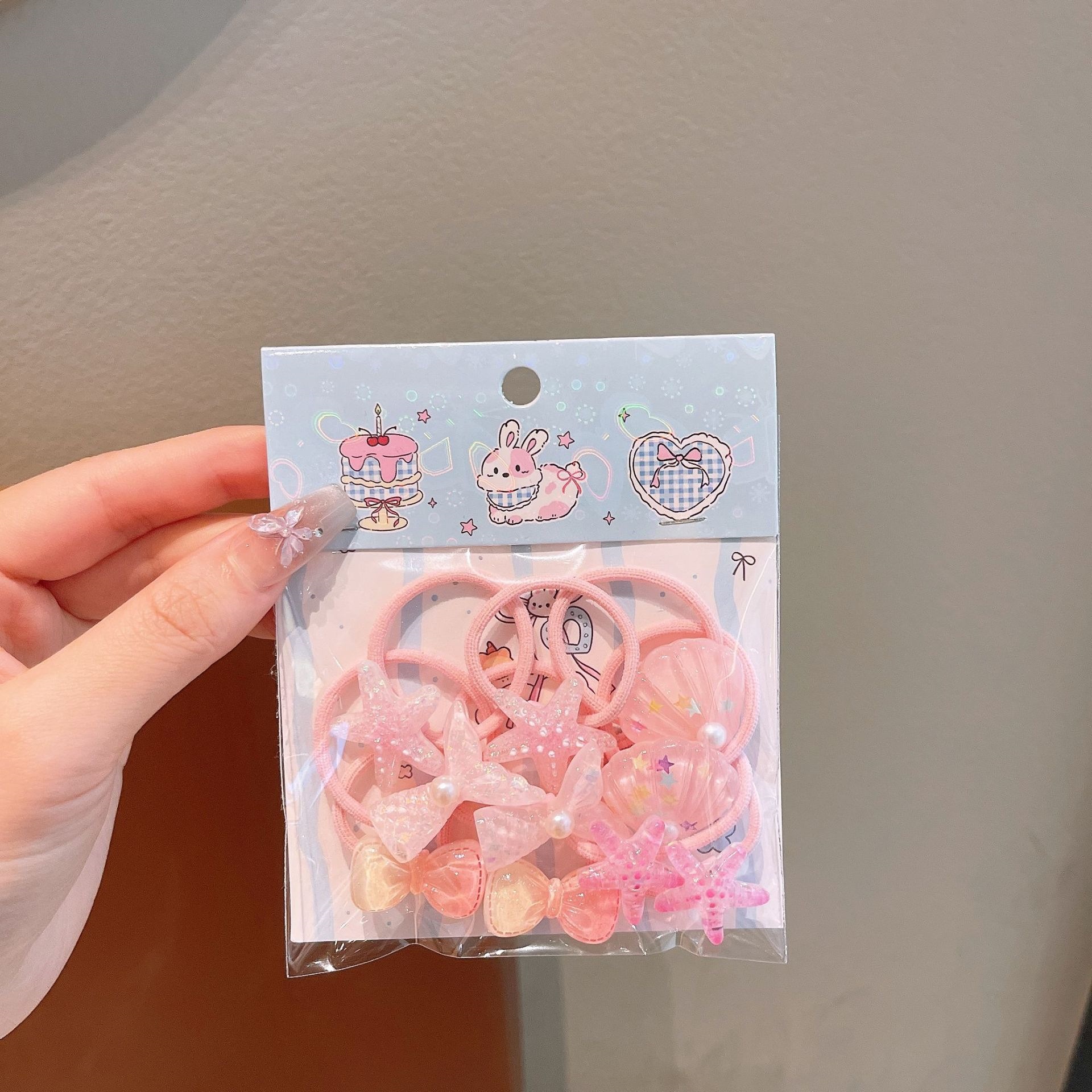 Anillo de pelo de pulgar de dibujos animados para niños, cabello para bebés, cabello para bebés, banda de pelo de alta elasticidad coreana