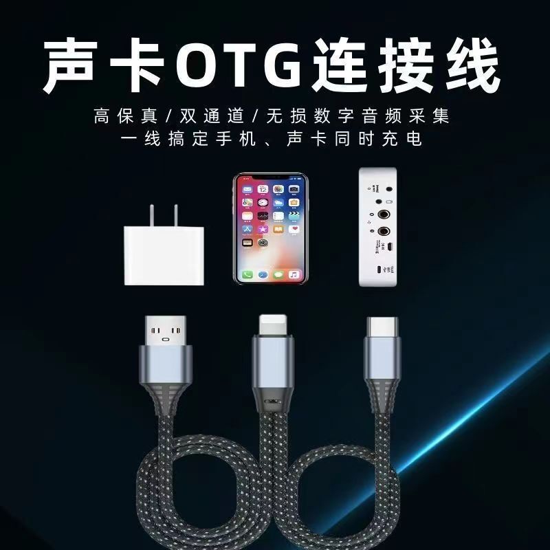 Suitable for Otg Live Accompaniment Data Cable V8 Sound Card Cable Mobile Phone Apple Android Typec to Type-C Without Interference