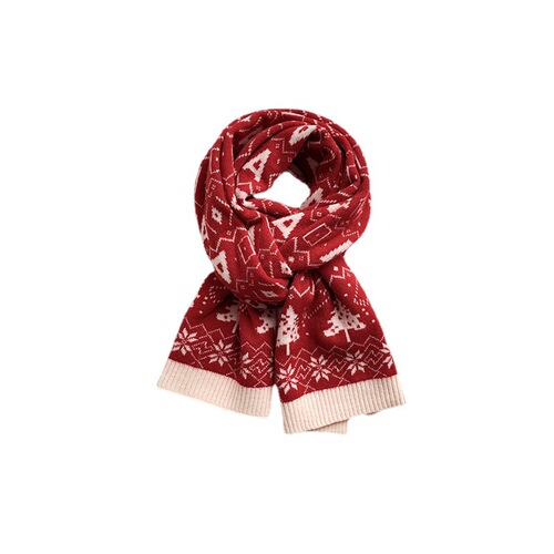 New Year Red New Year Scarf Women's Winter Christmas Knitted Woolen Scarf Korean Version Versatile Thickened Warm Student Trend