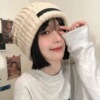 日系学生帽子女秋冬天高颜值ins百搭粗针织毛线帽宽松大头围冷帽|ru