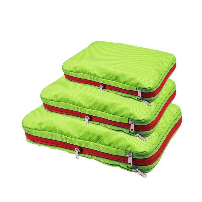 Bolsa de almacenamiento de compresión de viaje explosiva de Amazon Bolsa de almacenamiento de tres piezas de gran capacidad Juego completo de bolsa de almacenamiento de ropa impermeable