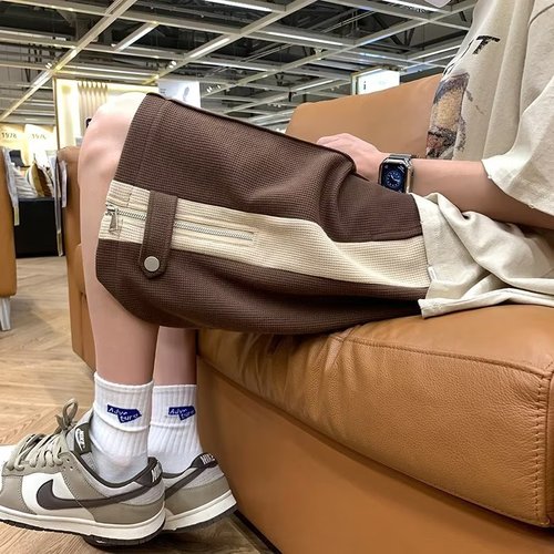 Men's Fashion Brand Summer Plus Size Loose Casual Streetwear Button High Street Sports Five-Finger Pants