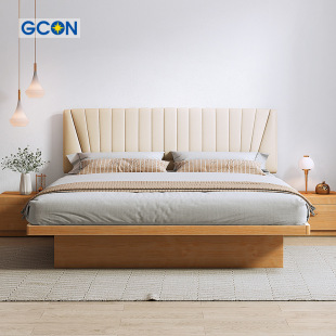 Zhiguang Soft Solid Wood Tatami Storage Bed Technology Cloth Modern Simple Bed Master Bedroom Double Bed Suspension Floor Bed