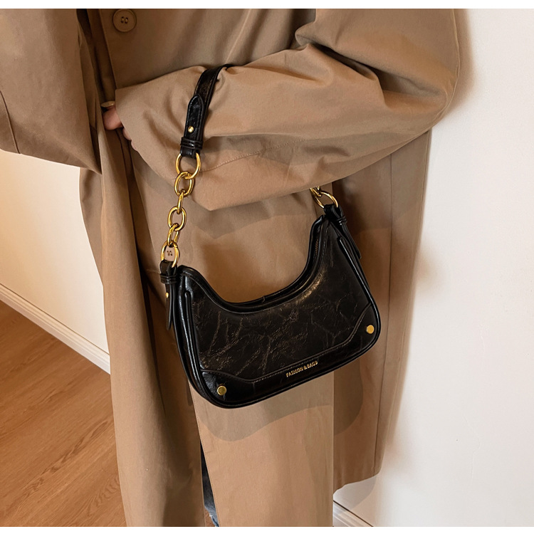 Stylish Crackle Pattern Women's Shoulder Bag With Chain Strap_voghion.com