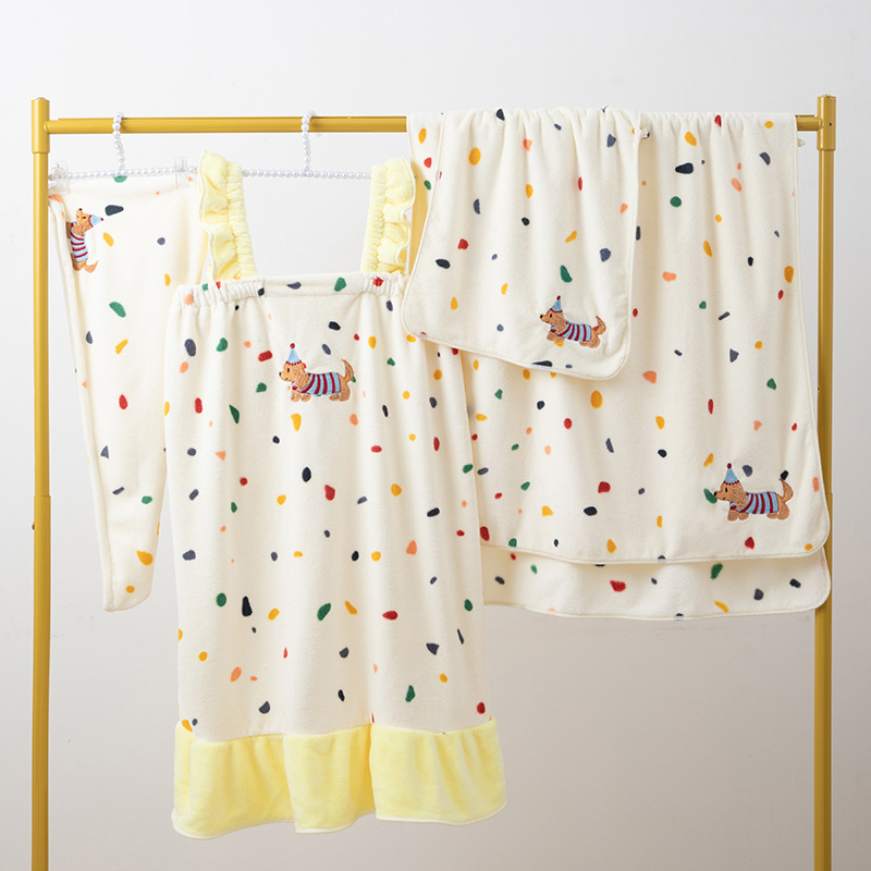 컬러풀한 강아지 (목욕스커트 + 헤어드라이어 + 수건)