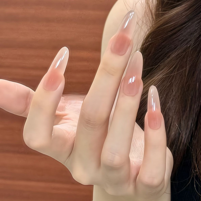 Nude Color That Enhances Complexion, Removable Fake Nails, Light Luxury Sweet Nail Stickers, Pure Handmade Nail Art, Wearable Nails