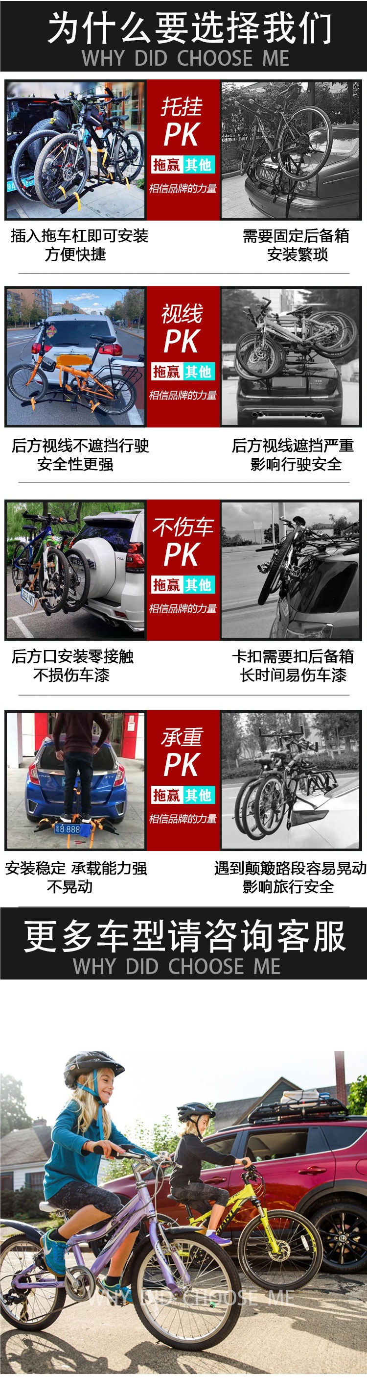 Car-Mounted Bicycle Rack, Car Trunk Rear Rack, Suv Folding Hanging Square-Mouth Bicycle Carrier