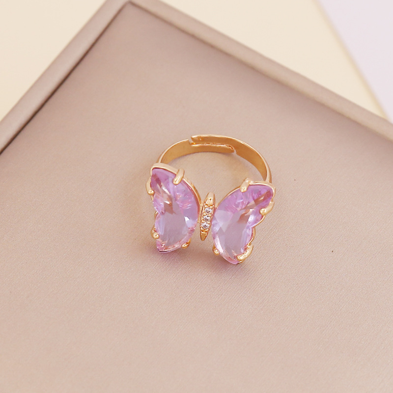 Fashion Zircon Butterfly Opening Adjustable Ring Wholesale display picture 5