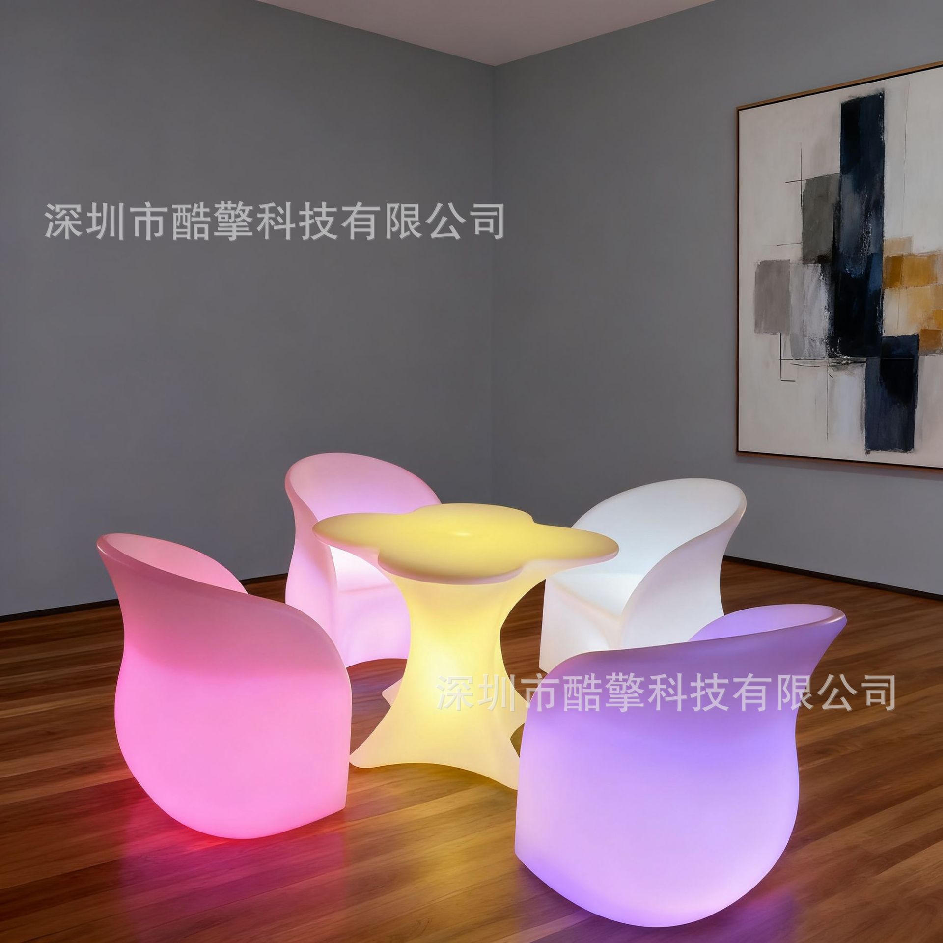 Fabricante cabello recto LED mesa de comedor sillas de mesa redonda muebles ktv colorido al aire libre impermeable rotomolding mesa y sillas de luz image 5
